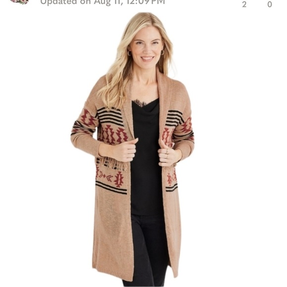 MAURICES Geo Duster Fringe Cardigan size 2X - Picture 3 of 14